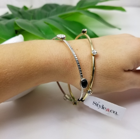 2 Bangle Charm Set Silver and Gold Tone - Picture 2 of 4